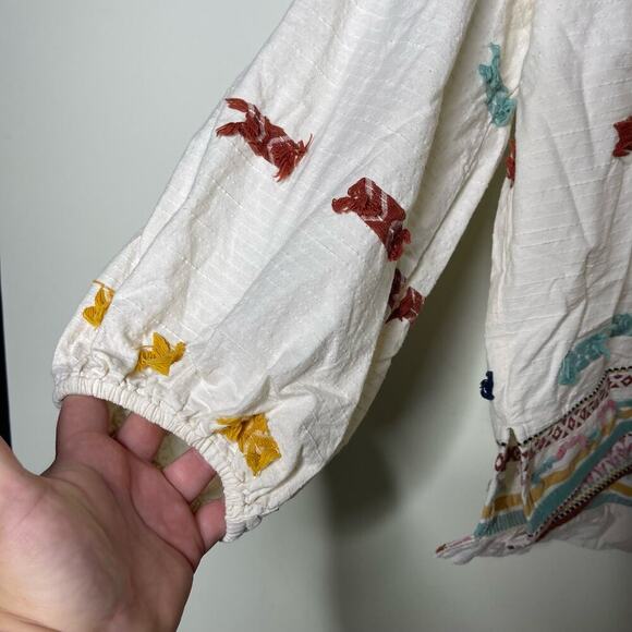 Lou & Grey For Loft Getaway Peasant Blouse White Womens M - Picture 6 of 10